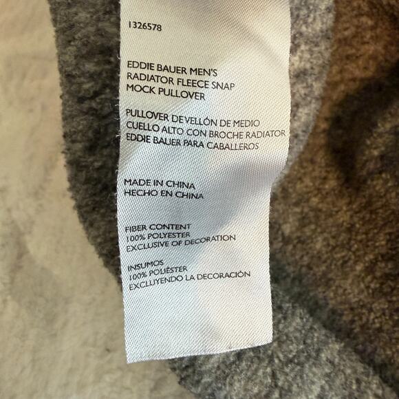 Eddie Bauer Mens Gray Fleece Mock Pullover Henley Sweater Sweatshirt Size XL - Picture 11 of 12